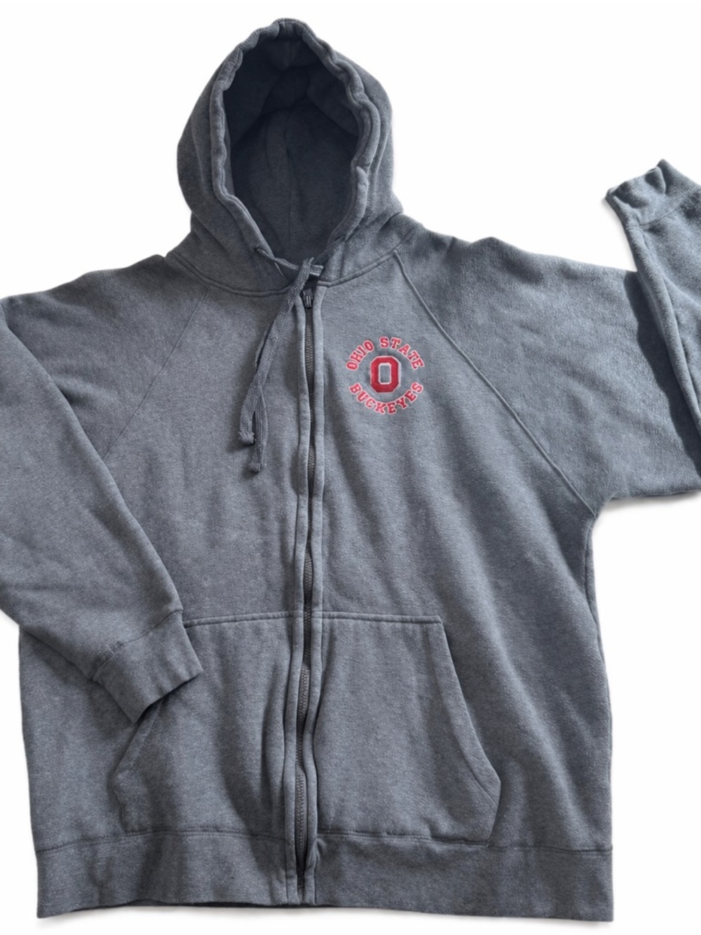 Ohio State Buckeyes Gray Full Zip Hoodie Sweatshirt Mens XL Pockets Fleece NCAA